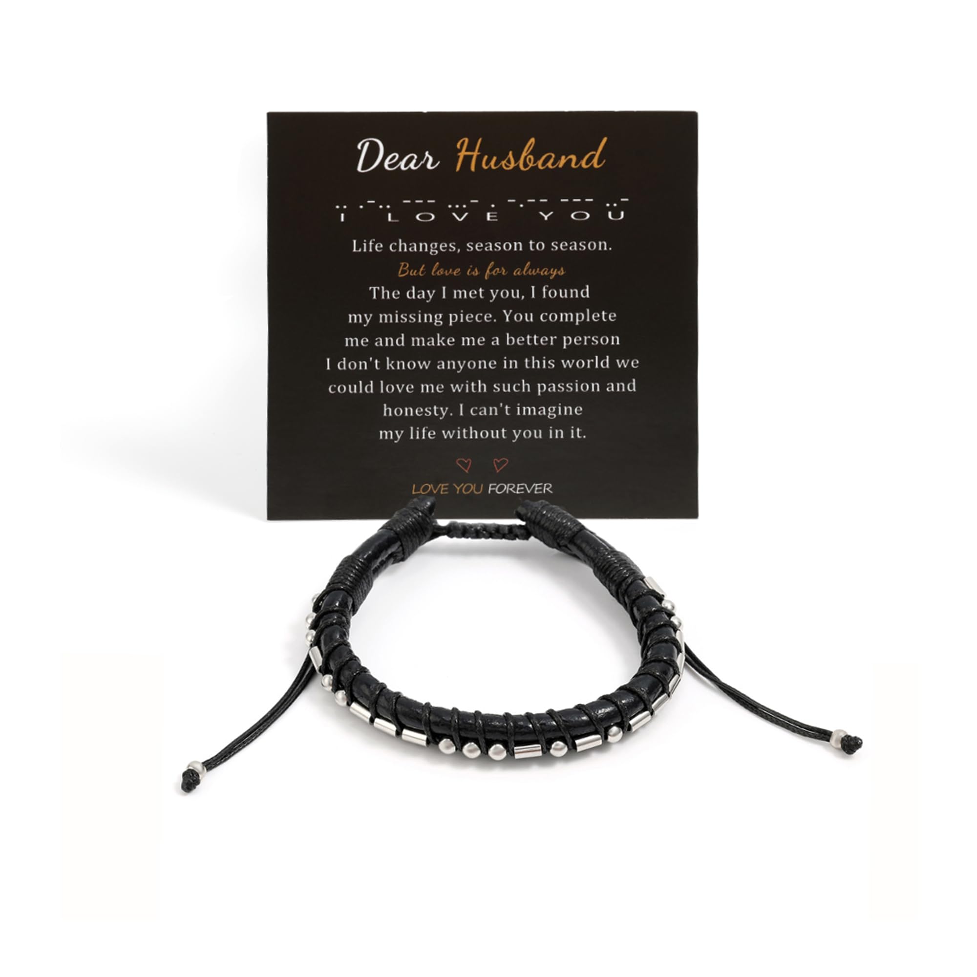 UILZ Morse Code Bracelet for Men with Card Morse Code Bracelets for Son Brother Dad Husband Grandson Boyfriend Inspirational Leather Bracelet, 9.25, Leather, Cubic Zirconia (B0CNCJRX76) Amazon Price History, Amazon Price Tracker