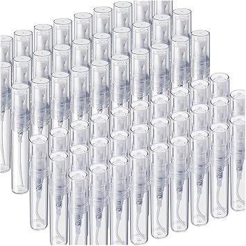 60PCS Mini Sprays Bottle, 3ml 5ml Mini Clear Plastic Sprays Bottle Empty Small Empty Sample Containers Bottle