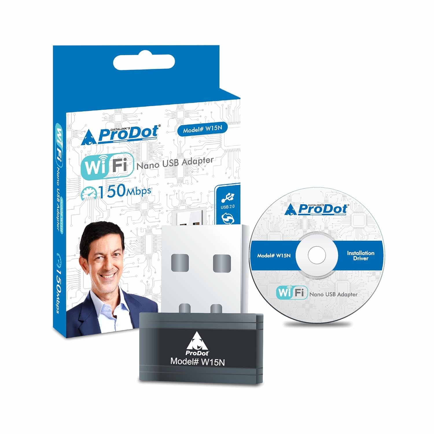 ProDot USB WiFi Adapter, 150Mbps 2.4GHz Nano Size Dongle, Wireless Network Adapter for Desktop PC Laptop, Supports Windows 11, 10, 8.1, 8, 7, XP