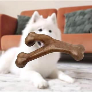 Puppy Wishbone Durable Dog Chew Toy for Gentle Chewers, Bacon