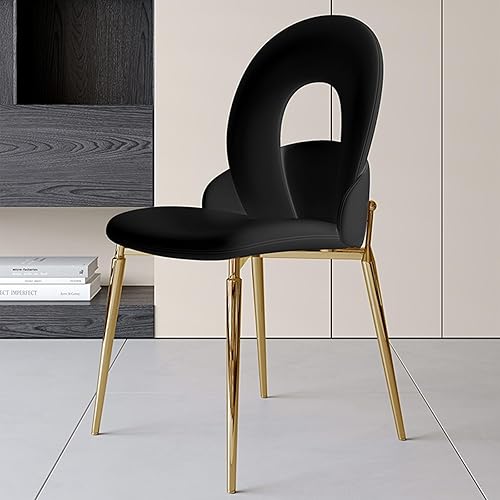 Miniatura 14 de Sillas de comedor de cocina con cuero auténtico, sillas de comedor con patas de metal, silla de sala de estar, respaldo curvado, silla de cocina