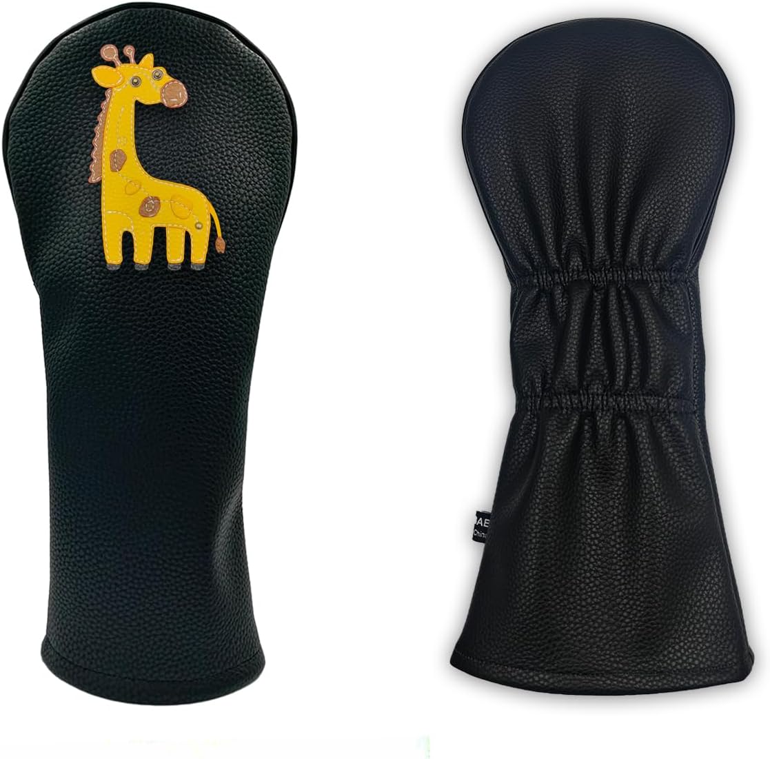 Giraffe PU Leather Golf Club Covers Driver Headcovers Fairway Woods Hybrid Protector with Interchangeable Number Tag