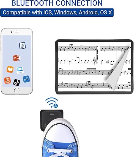 Miniatura 2 de Page Turner - Pedal giratorio de página de música recargable, Bluetooth, compatible con iOS, Android, sistema (negro)
