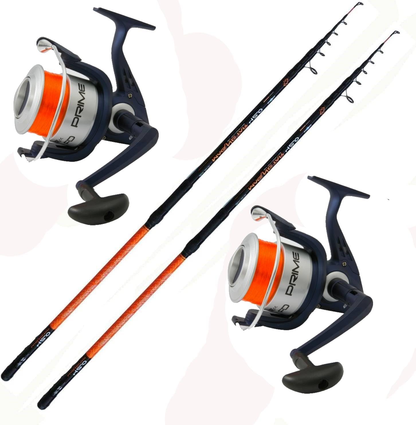 Canna Pesca Surfcasting Storione Orata Con Mulinello Kit Mare 2 Pezzi Filo