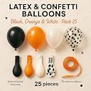 AMFIN (Pack of 25) Orange, Black, White & Black Confetti Balloons with Orange Ribbon | Party Decoration Balloons for Halloween, Birthday, Anniversary, Baby Shower & Events gallery image