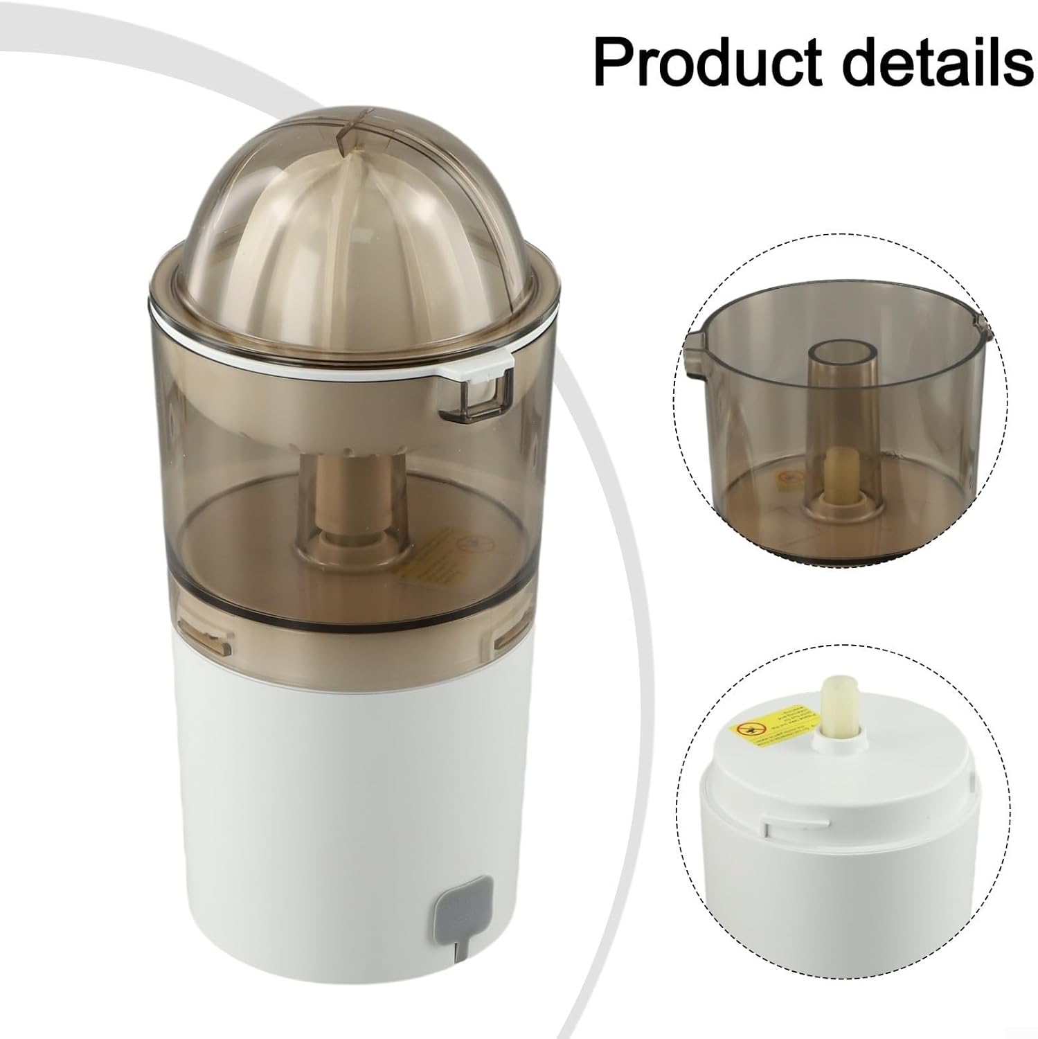 Electric Citrus Juicer Squeezer with Stainless Steel Quiet Orange Juice Extractor, Large Capacity Wireless USB Rechargeable Juice Machine(white)