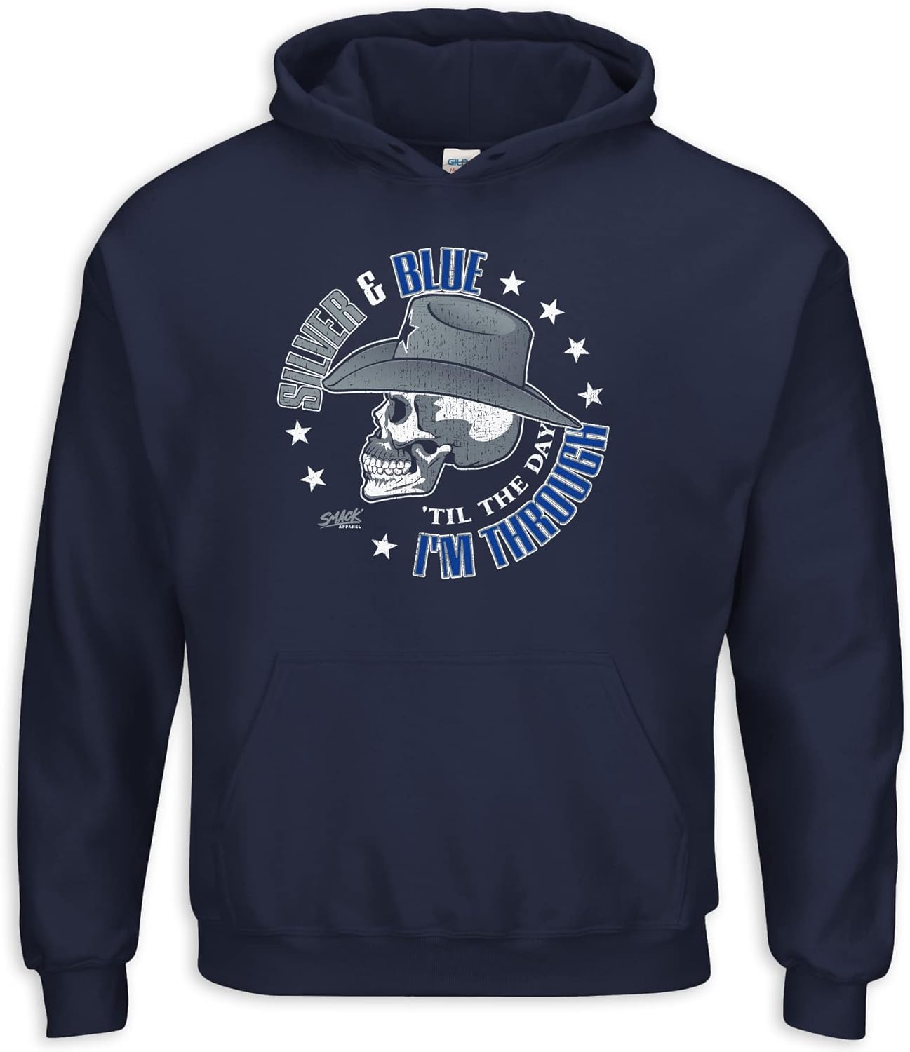 Smack Apparel Dallas Football Fans. Silver and Blue 'Til The Day I'm Through Navy T-Shirt (Sm-5X)