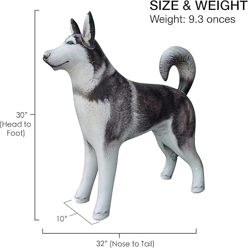 Miniatura 4 de Jet Creations Perro Husky inflable de Alaska animal de mascotas de 32 pulgadas de largo para decoración de fiestas regalo de animales de peluche
