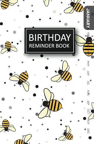 Birthday Reminder Book: A5 Monthly Index Organizer Notebook to Record Birthdays and Important Dates with Tabs Printed, Bee Pattern Cover
