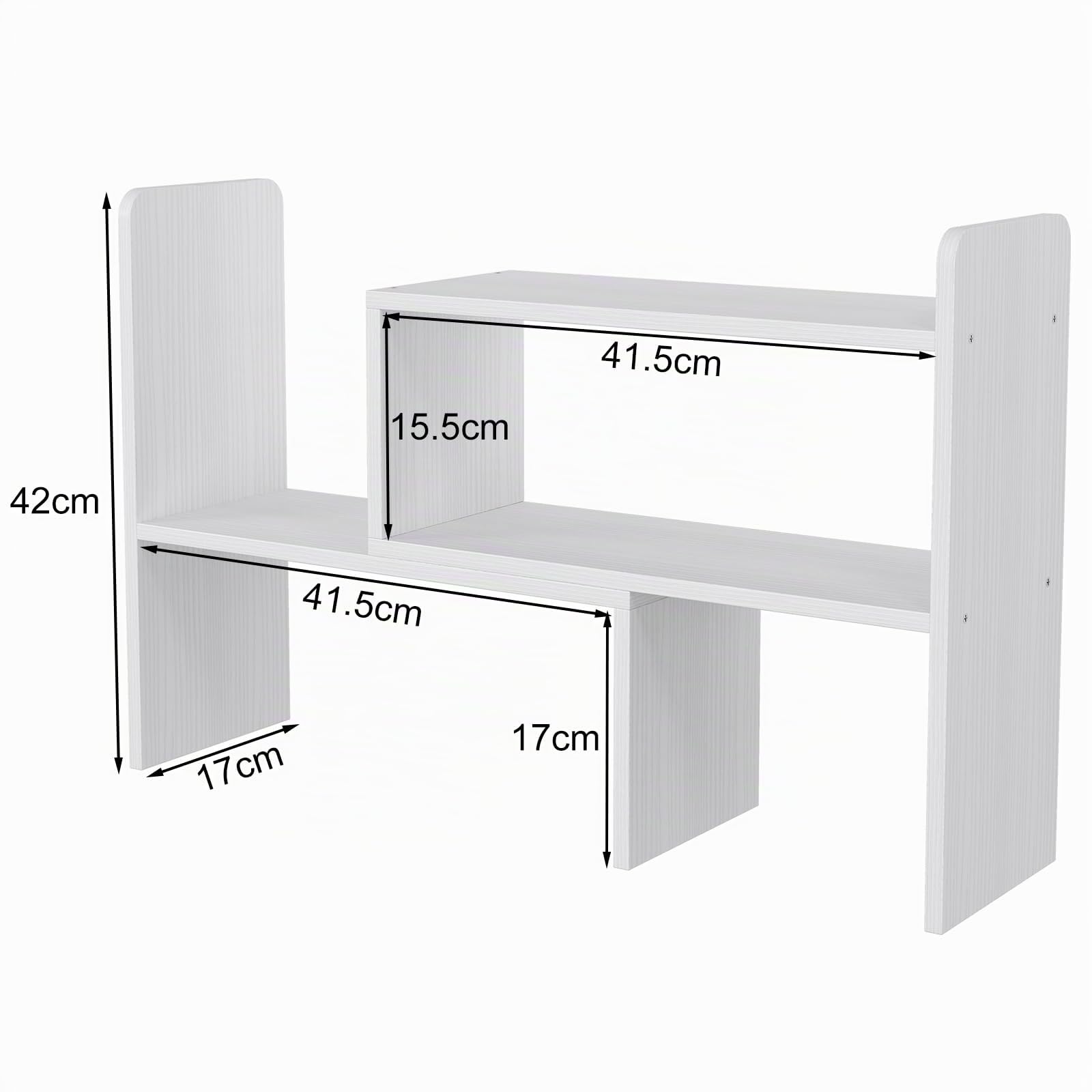 EasyPAG Schreibtisch Regal Holz Freistehend Kleines Bücherregal Verstellbar Schreibtisch Organizer Ständer Bürobedarf Ablage Display Regal,Weiß