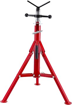 Towallmark V Head Pipe Jack Stand, Pipe Stand with Casters 1/8"-12" Capacity, Adjustable Height 28-52 Inch, 2500 LB Heavy Duty Carbon Steel Body More Durable, Steel Folding Portable Pipe