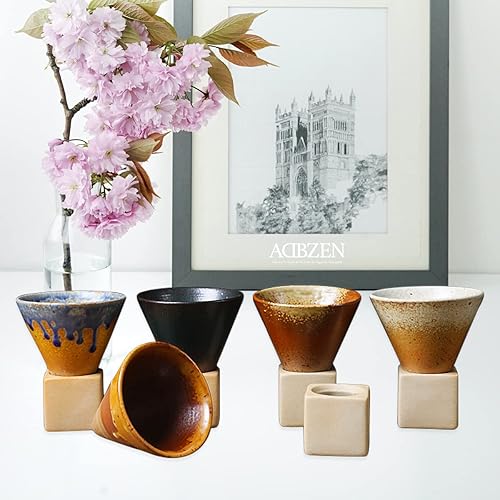 Miniatura 3 de ADBZEN Taza de café expreso para café caliente, taza de cóctel, estilo retro, embudo de cerámica, regalos divertidos para mujeres y hombres (marrón