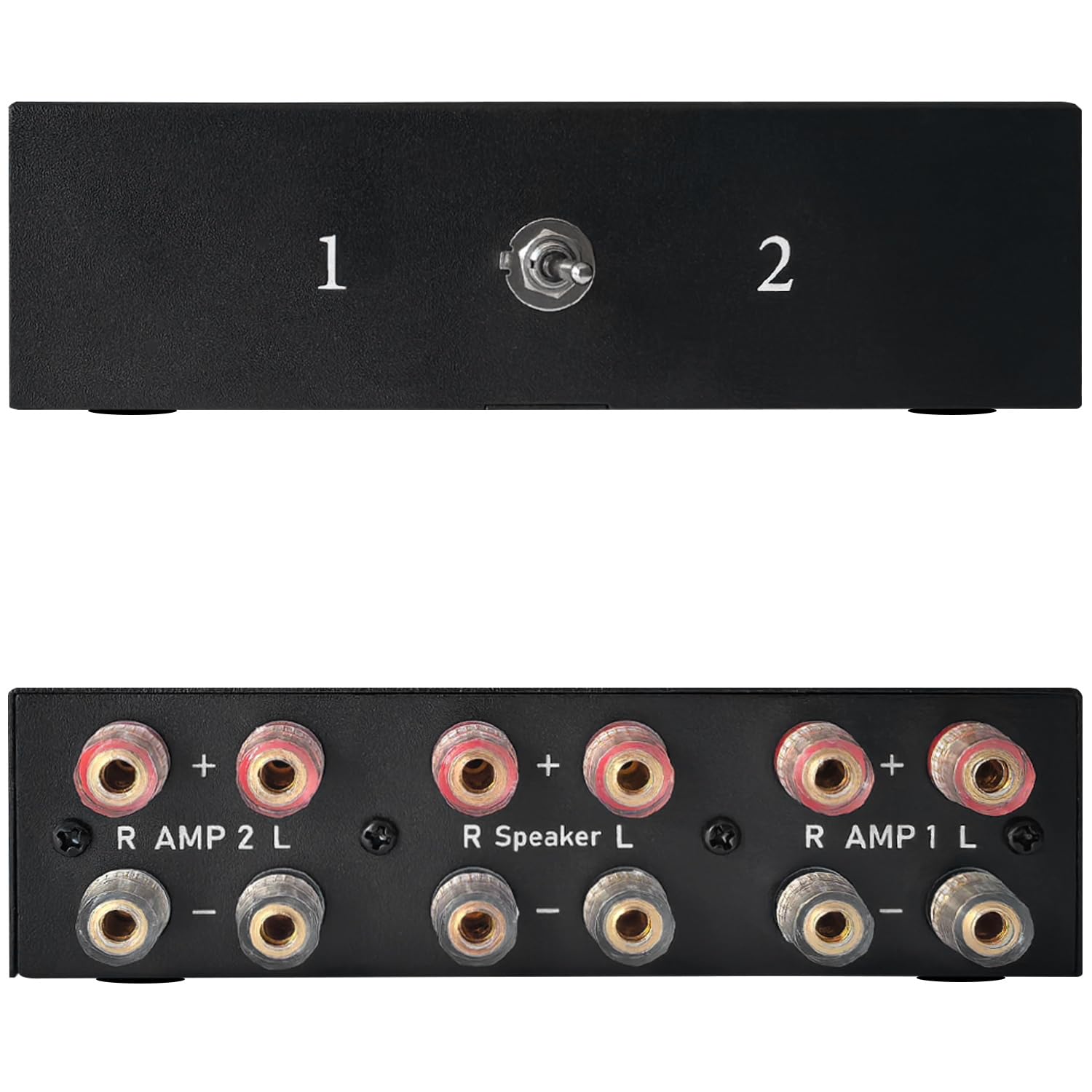 2 Port Amplifier Speaker Selector, 2(1)-in-1(2)-Out Amp Speaker Switcher Selector, AMP A/B Switch Splitter 2-Way Loudspeaker Control Combiner Box