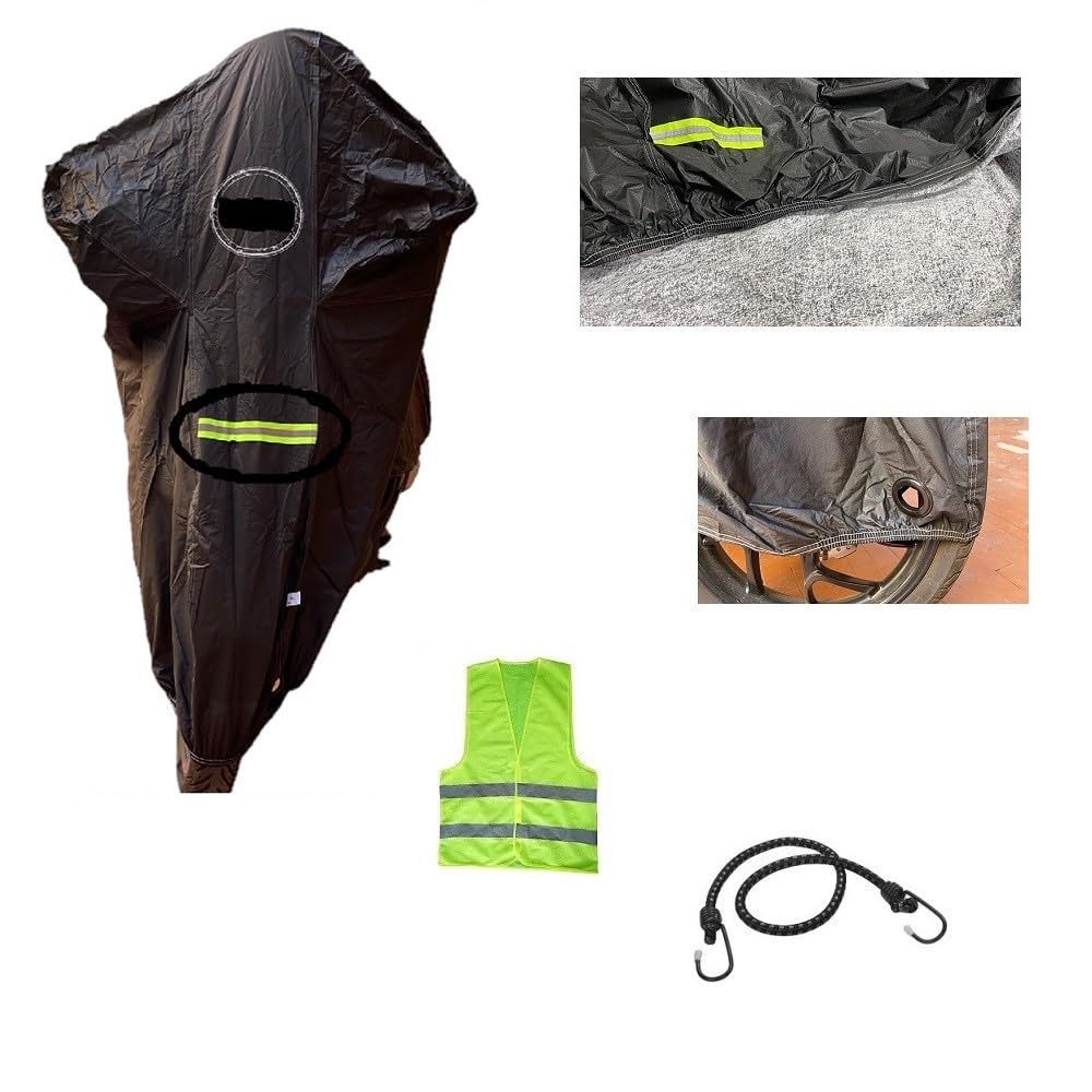 Compatible con KYMCO Downtown 300i Funda para Scooter DE Moto con Agujero para Cadena DE 4CM CUBERTURA Impermeable Polar con Rayas Fluo Talla XL 246X105X127CM