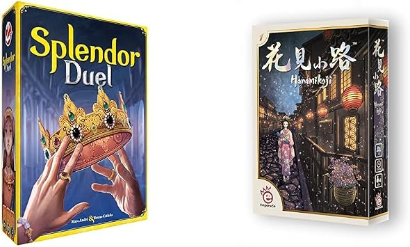 Space Cowboys | Splendor Duel | Board Game | Ages 10+ | 2 Players | 30 Minutes Playing Time, ASMSCSPL2P01EN & EmperorS4 | Hanamikoji | Board Game | 2 Players | Ages 10+ | 15 Minute Playing Time