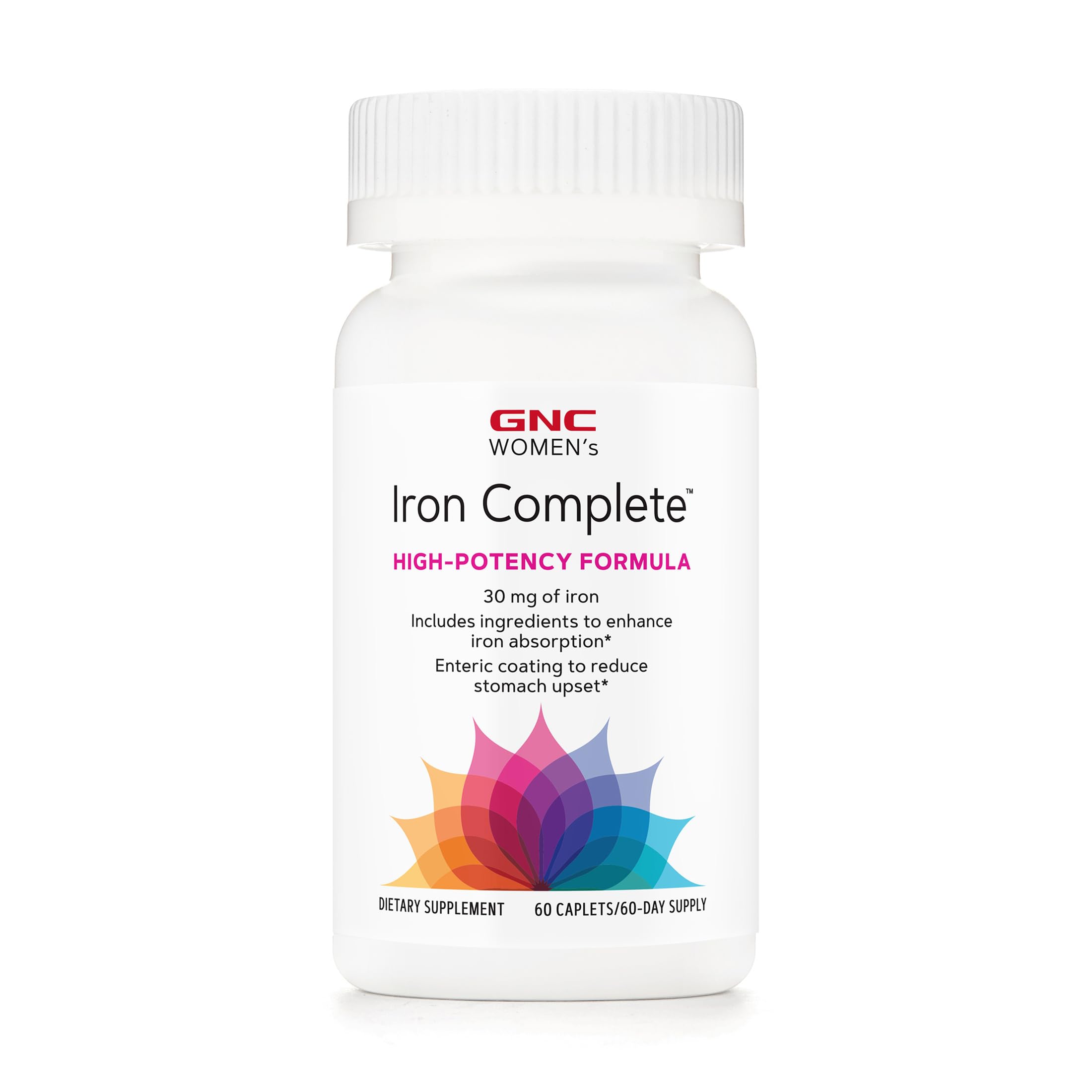 GNC Women's Iron Complete Multivitamin, Enhances Ability to Absorb Iron, 60 Caplets 60 Count (Pack of 1)