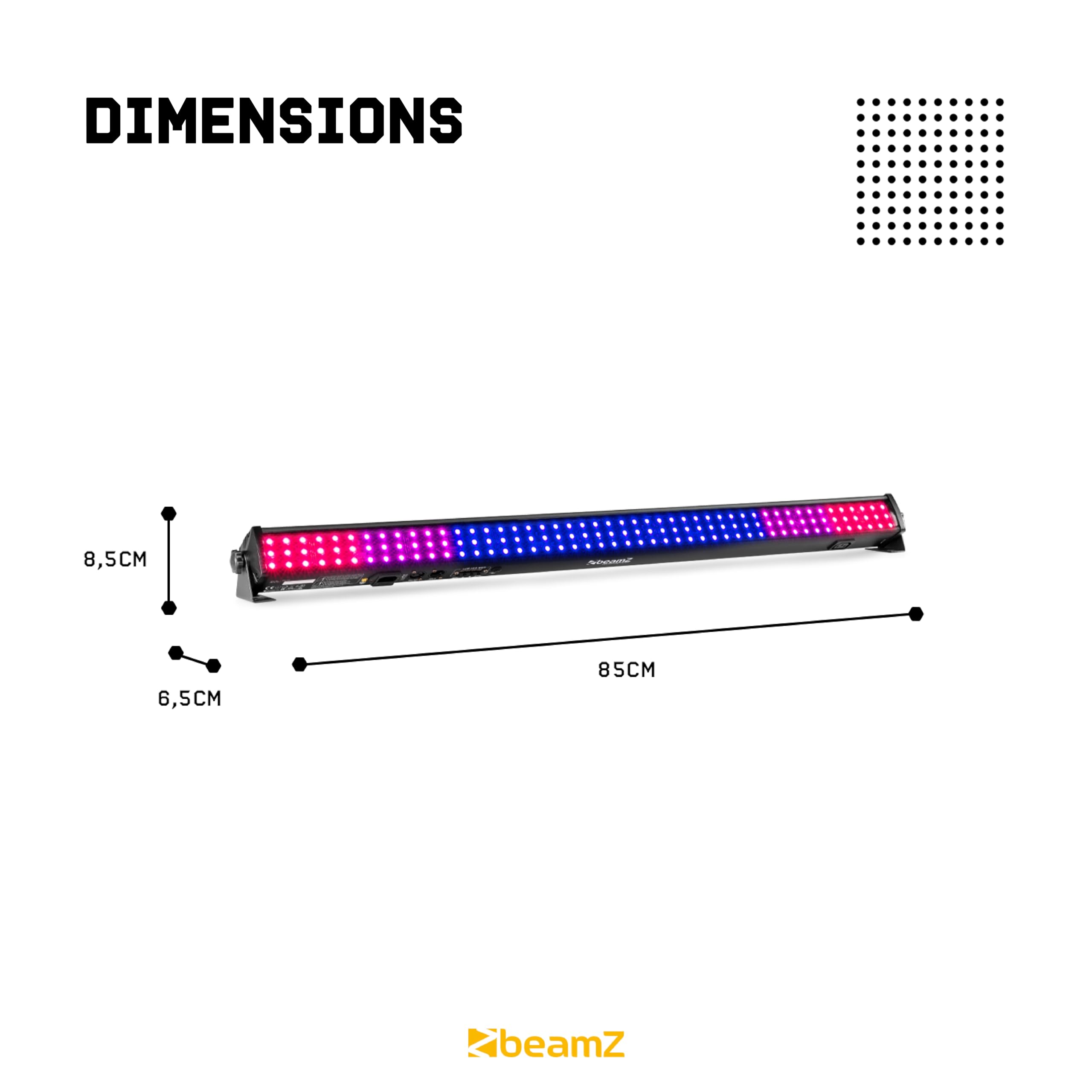 BeamZ LCB144 Barre LED RGB 144 LEDs - Modes DMX ou Autonome, 8 Sections Contrôlables, Fonction Maître/Esclave, Affichage LED, Télécommande Incluse, Idéal comme Jeu de Lumière pour vos Soirées