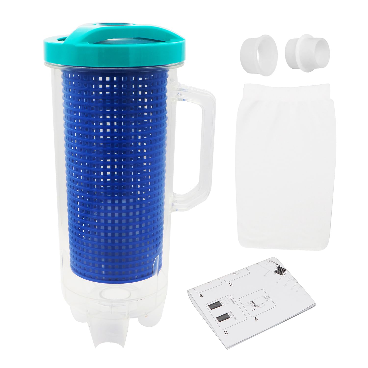 BeadChica Large Pool Leaf Catcher Canister for Pool Vacuum, in-line Pool Leaf Canister with Mesh Basket for Suction Automatic & Manual Pool Cleaners