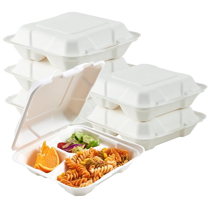 Buy ECOLipak 50 Pack Clamshell Take Out Food Containers, 100