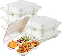 Vista 9 de ECOLipak Clamshell - Recipientes de comida para llevar, 9 x 6 pulgadas, paquete de 75 contenedores desechables para llevar, cajas para ensalada