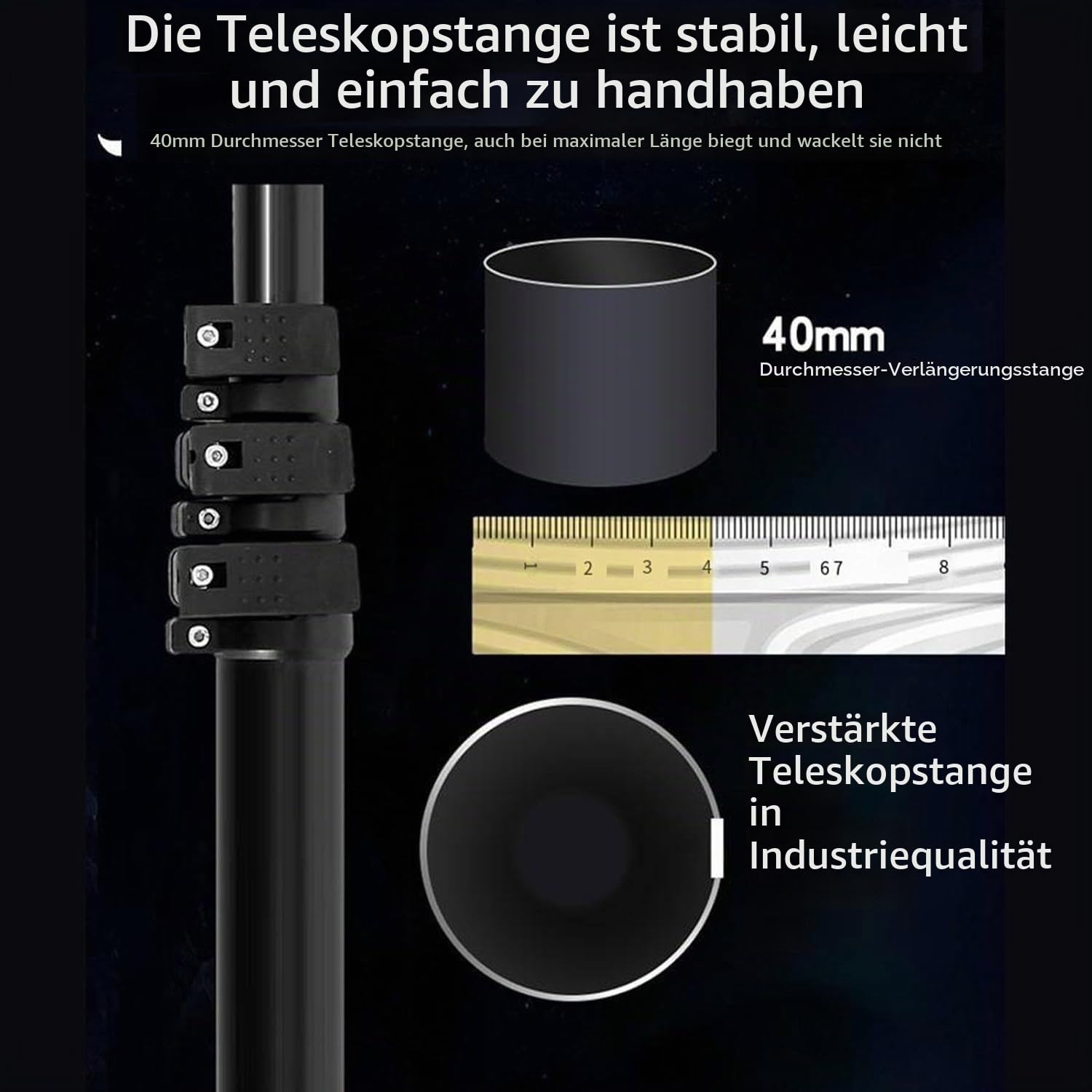 7.5M Solar Panel Reinigung Teleskopstange, 70cm doppelt rotierendem Bürstenkopf Elektrische Photovoltaik Panel Reiniger mit 17 m Kabel/29 m Wasserleitung, Fenster Reinigungswerkzeuge