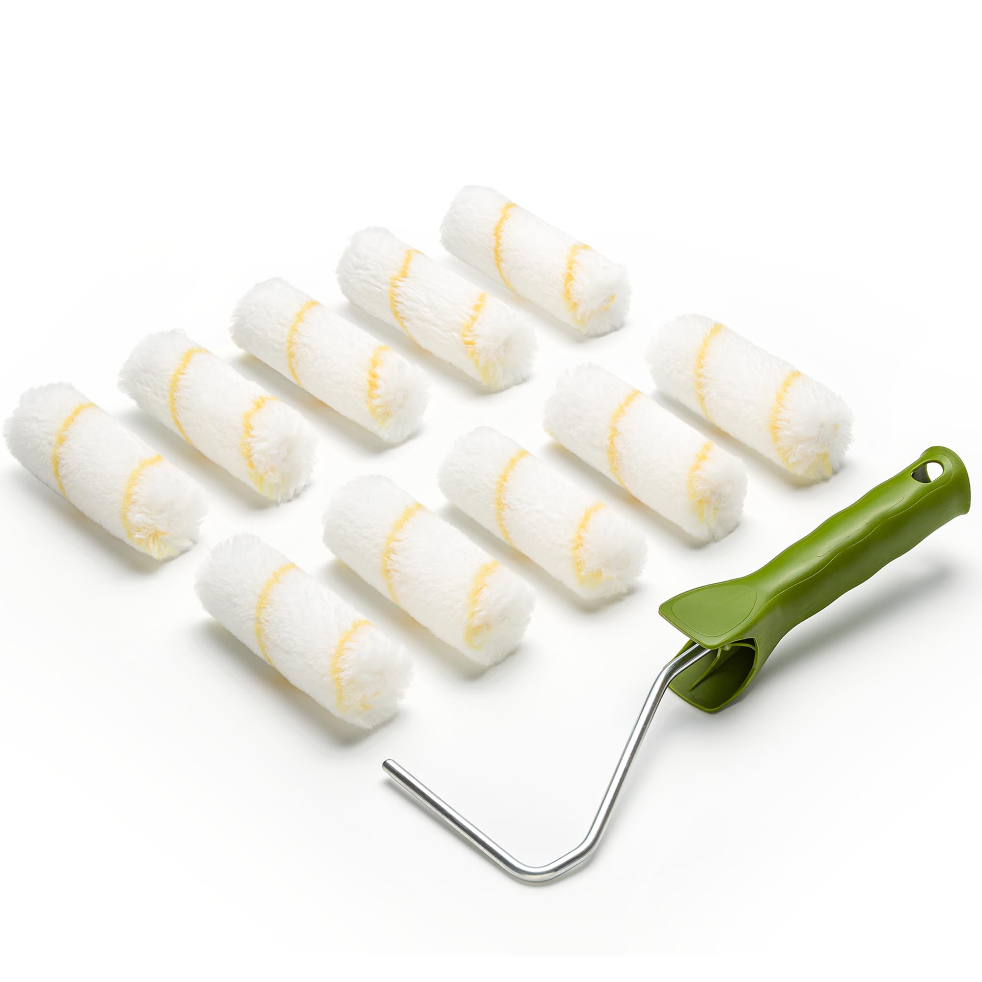 Colorus Farbroller Set klein 10 cm, 10x Heizkörperwalze 12 mm Flor + Bügel