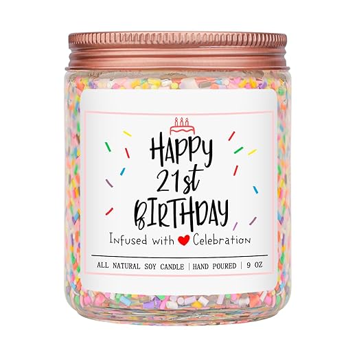 Homsolver 21st Birthday Gifts for Her, Best 21st Birthday Gift Ideas, Perfect Birthday Present, Funny Birthday Presents for Women, Friends, Sister, Daughter, Happy Birthday Aromatherapy Candles