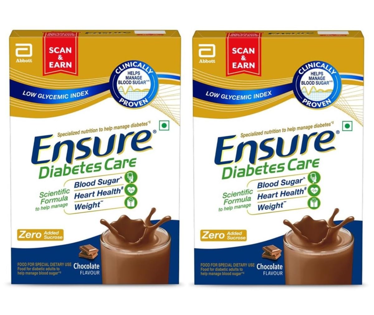 En-Sure Diabetes Care Powder, 375g, Pack of 2, High Fiber and Protein with 36 Nutrients (375g X 2 = 750g, Chocolate) Chocolate 6.61 Ounce (Pack of 2)