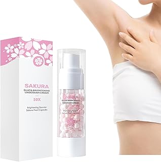 Sakura Gluta Brightening Booster Cream, Sakura Underarm Whitening Cream, 50x Brightening Booster Sakura Pearl Capsules, Underarm Whitening Cream, Exfoliating Body Gel for All Skin Type (1pcs)