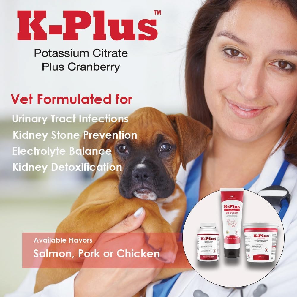 K-Plus Potassium Citrate Plus Cranberry Supplement for Dogs - UTI Remedy Chewable Tablets - Supports Bladder Health - for Every Dog Breed, 200 Chewable Tablets