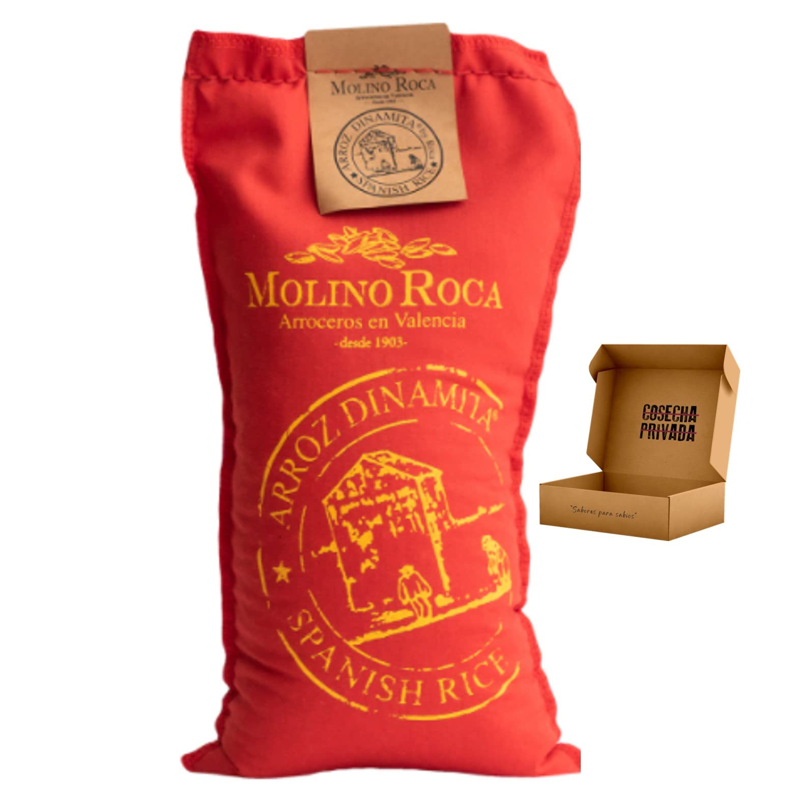 Arroz Molino Roca - Envio 24h - Dinamita - 3 Sacos 1kg Mejor Arroz Bomba del Mundo - Albufera - El Arroz de los grandes Chefs - Cosecha Privada (3 x Arroz Rojo)