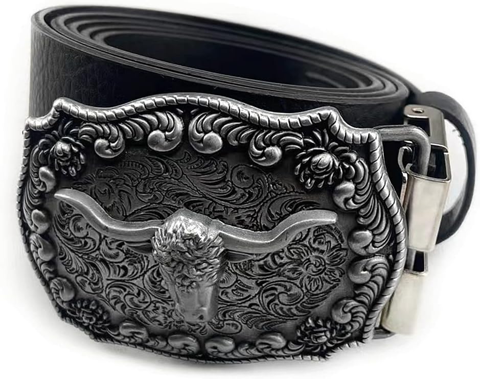 MULBA Vintage Style Alloy Belt Buckle American Cowboy Fashion Western 3D Engraved Cow Bull Head Belt Buckles
