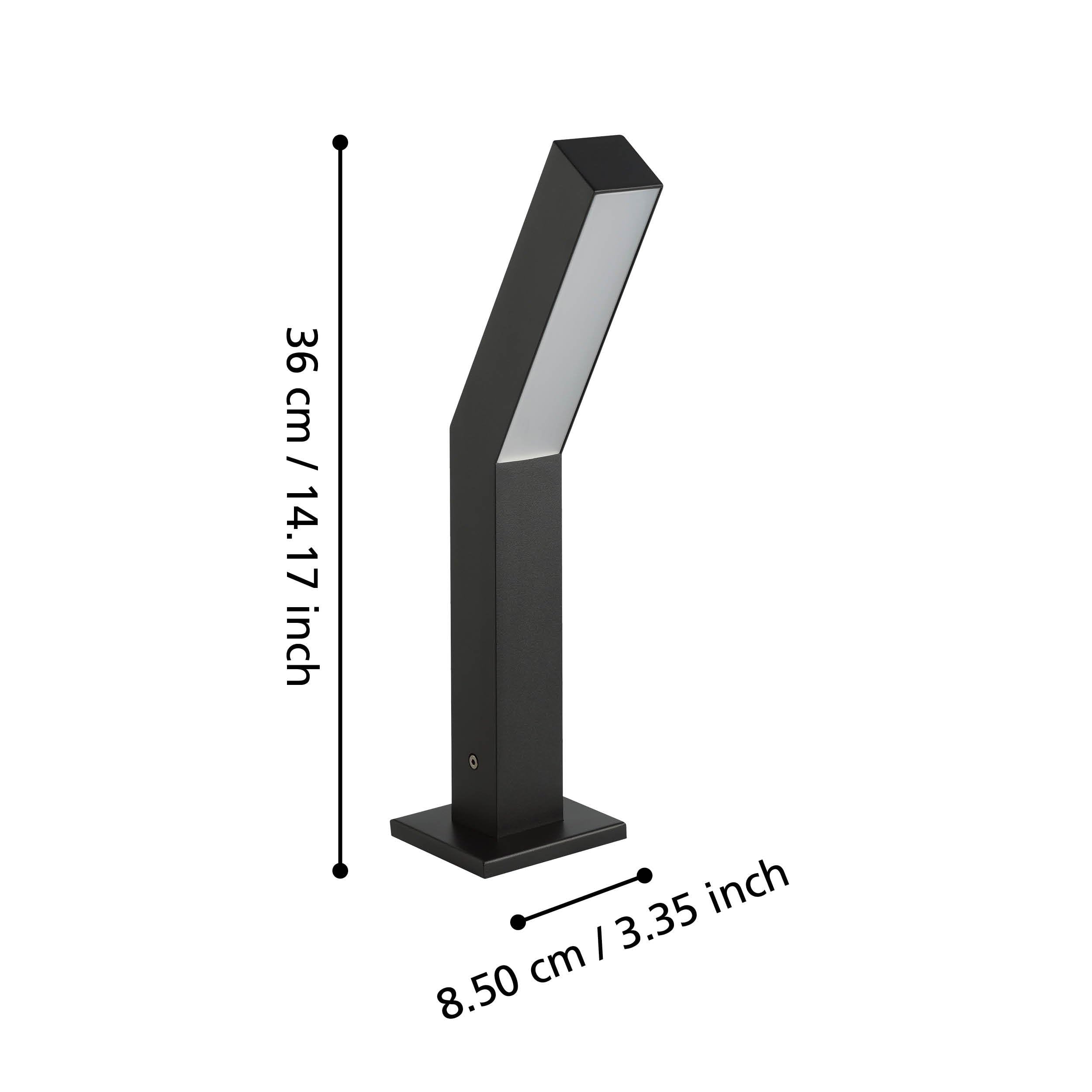 EGLO Ugento Lámpara de pedestal para exteriores, lámpara de pie exterior, iluminación exterior para jardín y terraza, lámpara de exterior de metal negro, IP44, H 36 cm, blanco cálido