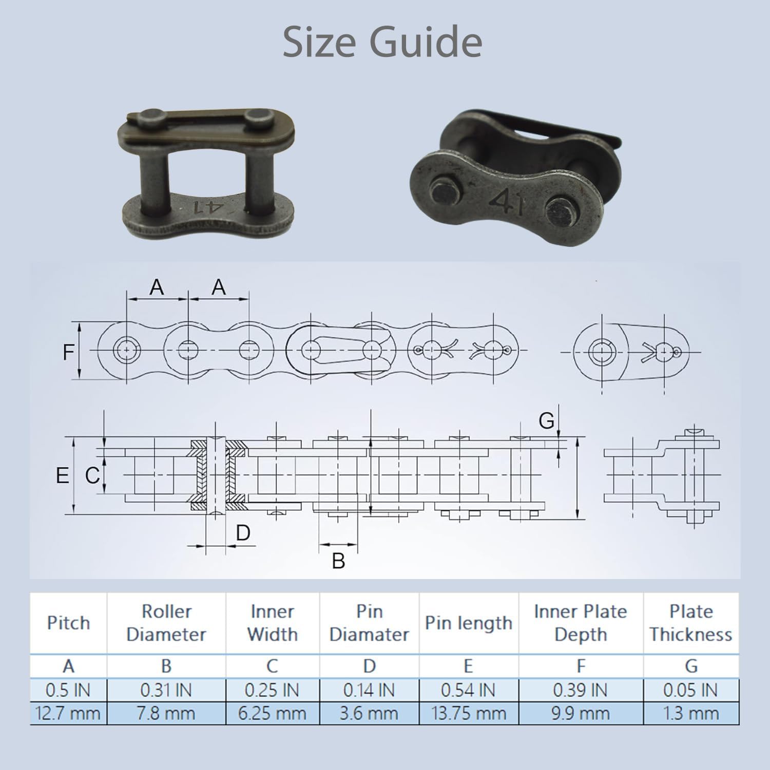 Sliding Gate Roller Chain Connecting Links for Chain Driven Sliding Gate Opener,Automatic Door Opener Chain Connector for Standard 41# 428 Chain Replacement and Extension (#41)