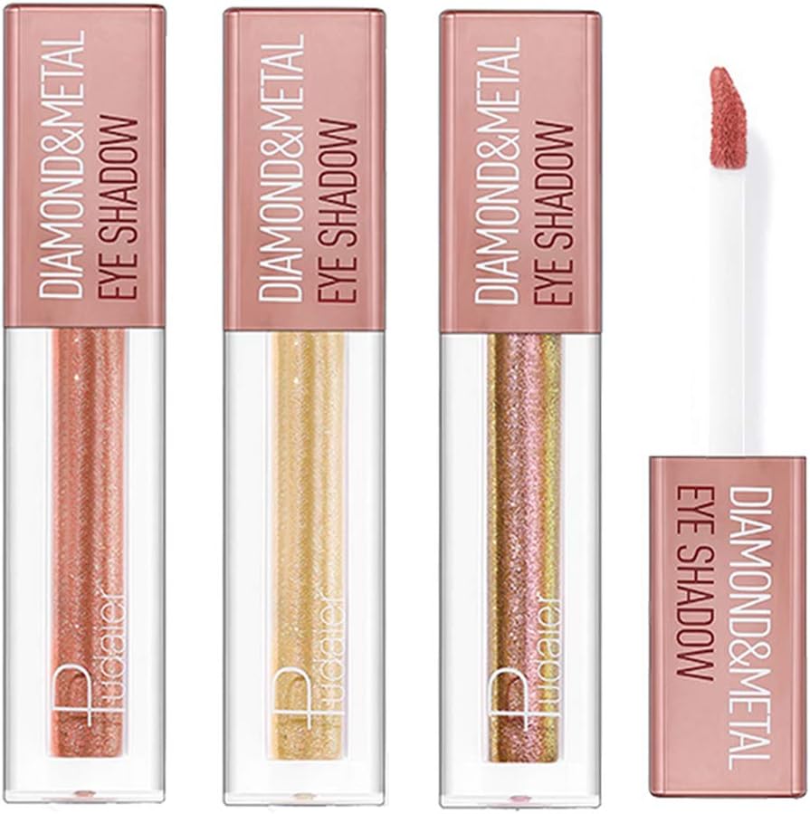 BEEXY 3 Colors Dimond Glitter Liquid Eyeshadow Set, Long Lasting Waterproof Starry Sequins Shadow Shiny and Pigmented Sparkling & Shimmer Eyes makeup