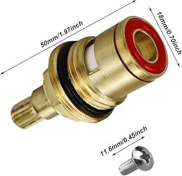 2 Sets Replacement Ceramic Tap Cartridge 1/2 Turn 20 Spline,Tap Glands Seals Repair Kit,Tap Valve for Shower Bathroom Taps with Washers,Solid Brass Ceramic