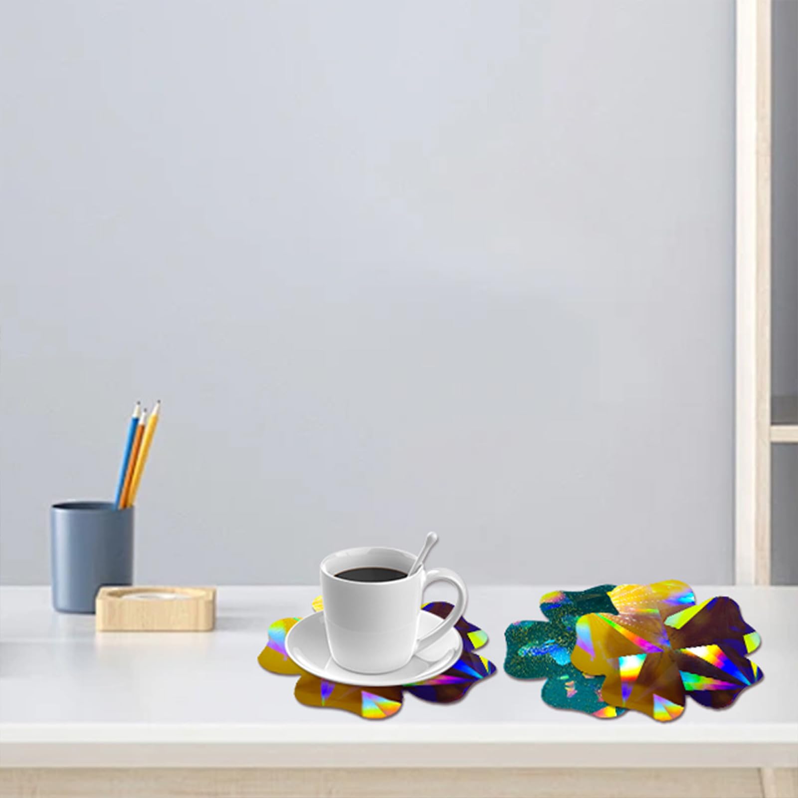 Molde de silicona resistente al calor, posavasos de flores holográficas, efecto arco iris, flores, estera, vajilla, decoración, posavasos holográficos