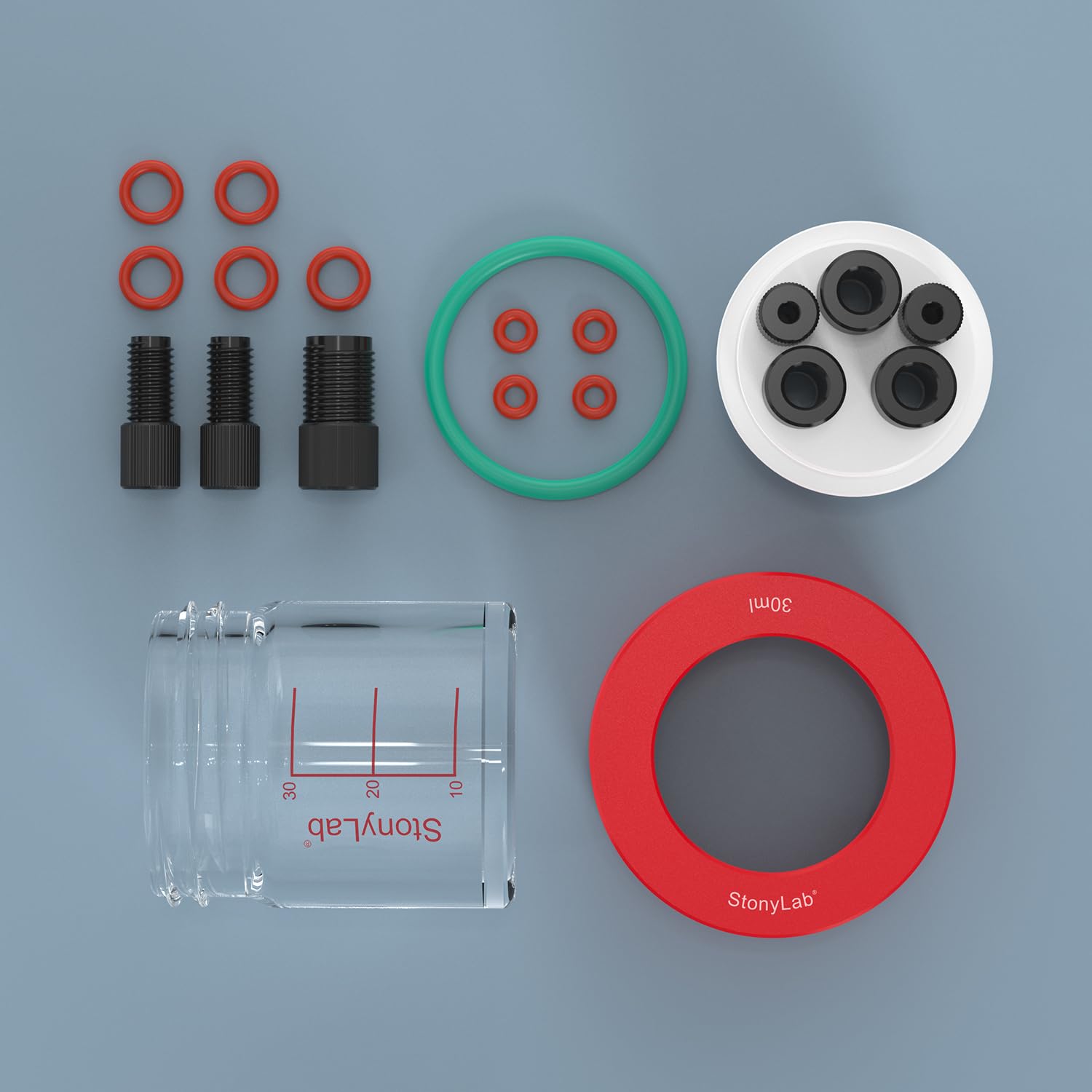 stonylab 30 ml Super-Versiegelt Einzelne Elektrolysezelle mit Gasanschluss, 3-Elektroden System Elektrolysezelle mit Borosilikatglas Zellkörper und PTFE Deckel, Nein Elektrode Inbegriffen
