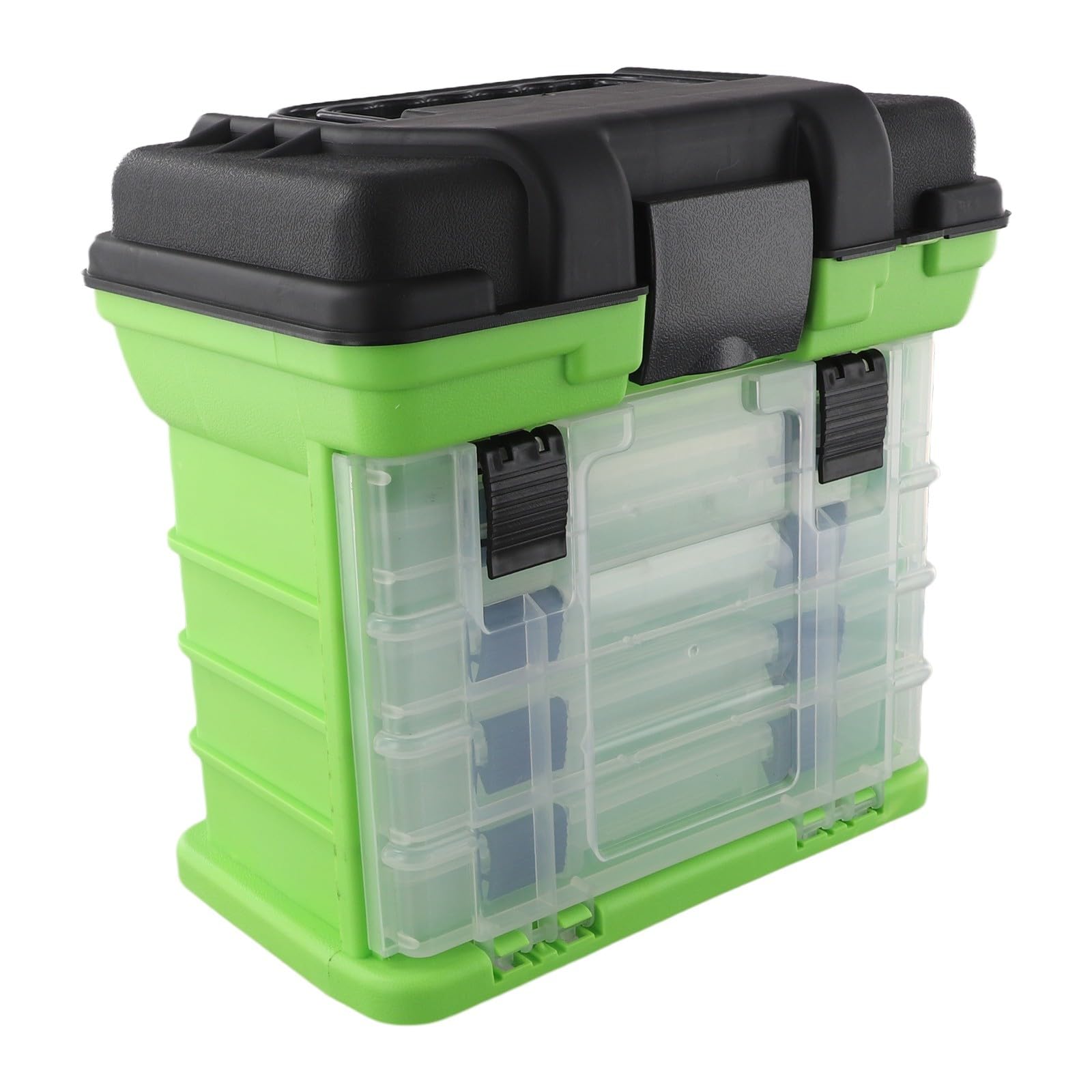 Caja de aparejos de pesca portátil de 4 capas con asa plegable para asiento, organizador de ABS con cerradura para señuelo, herramientas de equipo para señuelo, color naranja