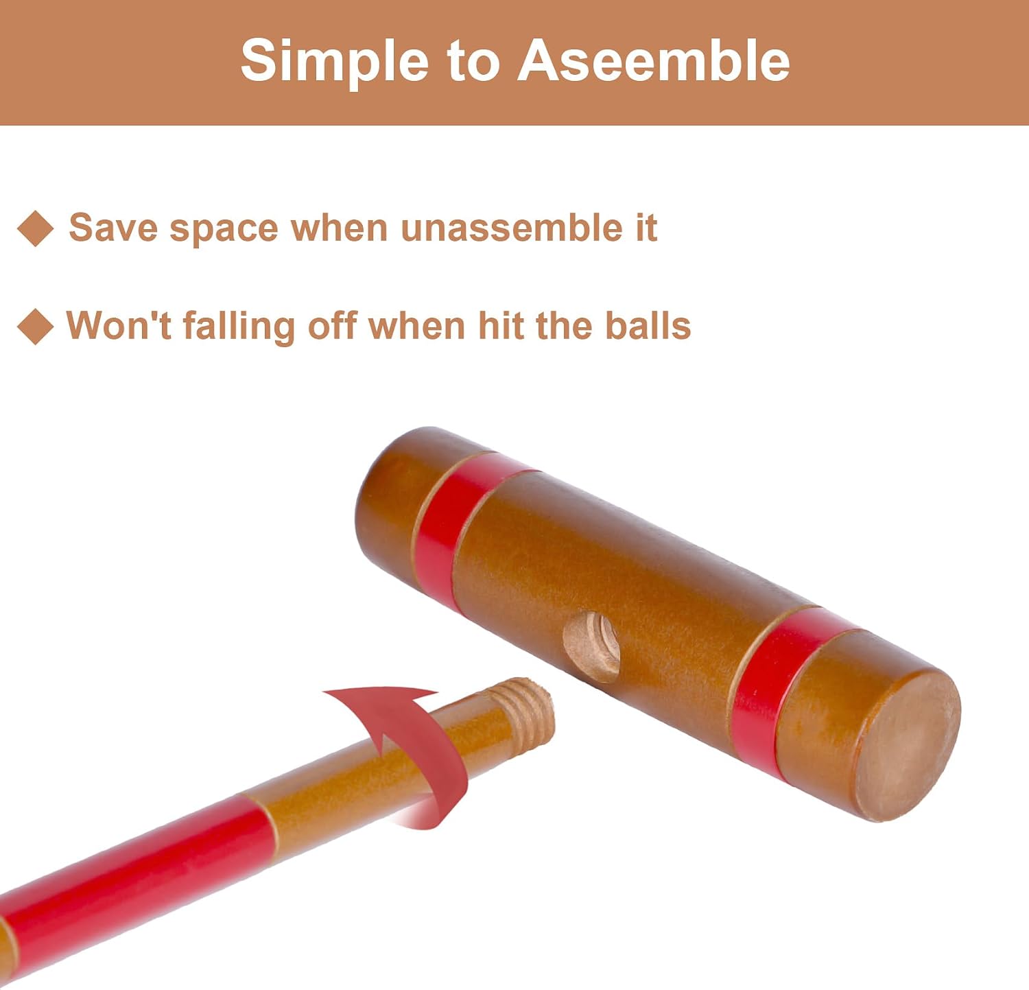 SpeedArmis 24In Croquet Set for 4 Players - Pine Wooden Mallets, Colored PE Ball, Wickets, End Stakes, Lawn Backyard Outdoor Game for Family (Portable Carry Bag Including)
