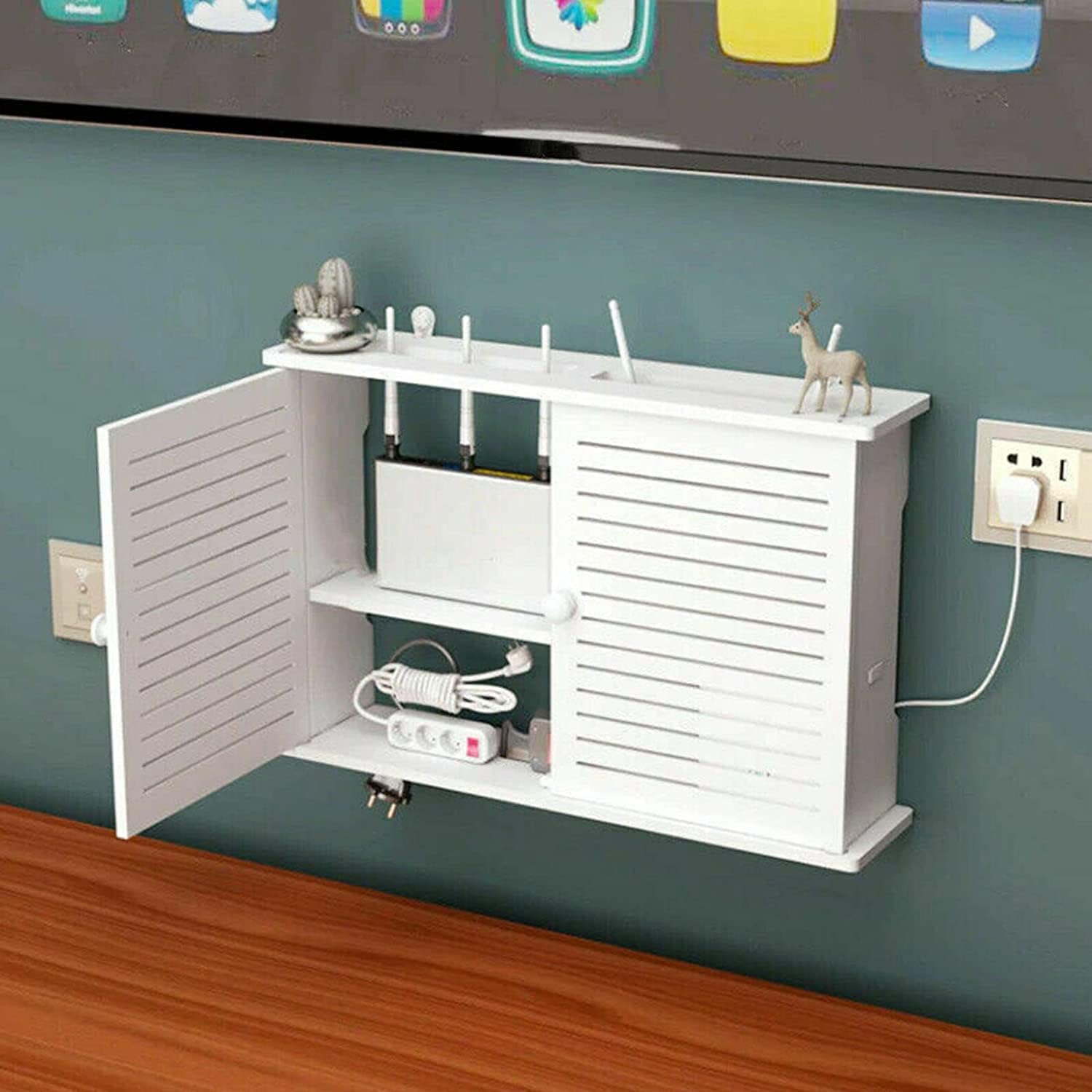 iDMRURvm Wand Router Aufbewahrungsbox WLAN Box Router Regal TV Kabel Verstecken Box Kabel