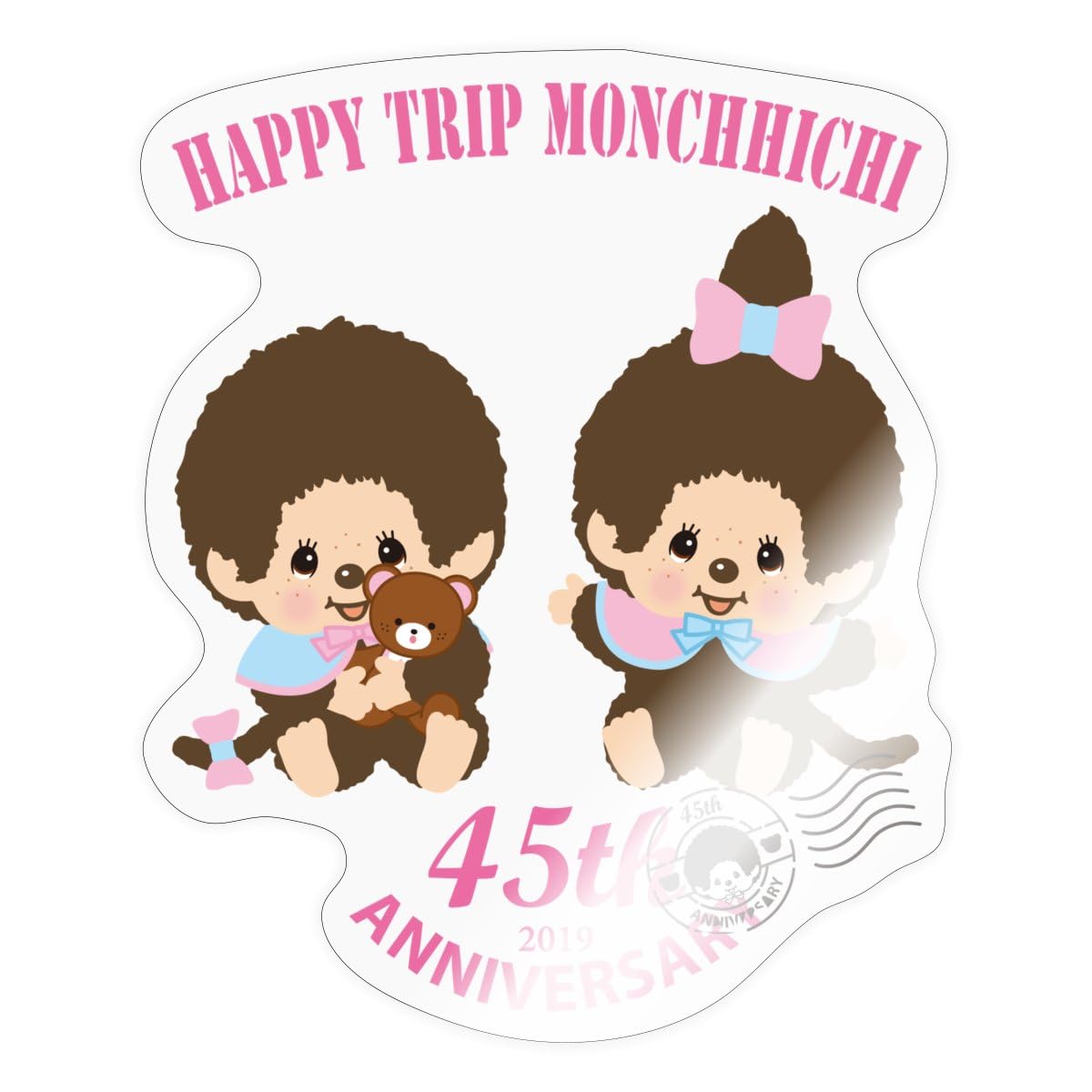 Spreadshirt Monchhichi Chic-a-Boo 45th Anniversary Sticker, 10 x 10 cm, Transparent Glossy