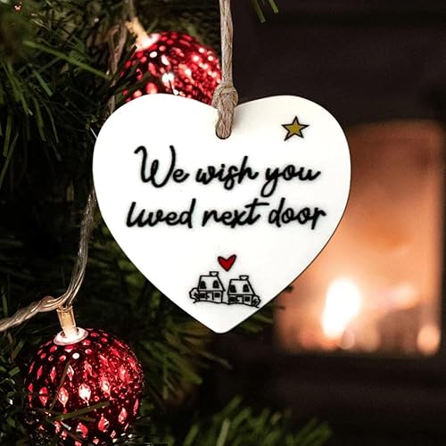 Adorno colgante de corazón de Navidad, I Wish You Lived al lado, adorno acrílico para colgar en forma de corazón, adornos para árbol de Navidad,