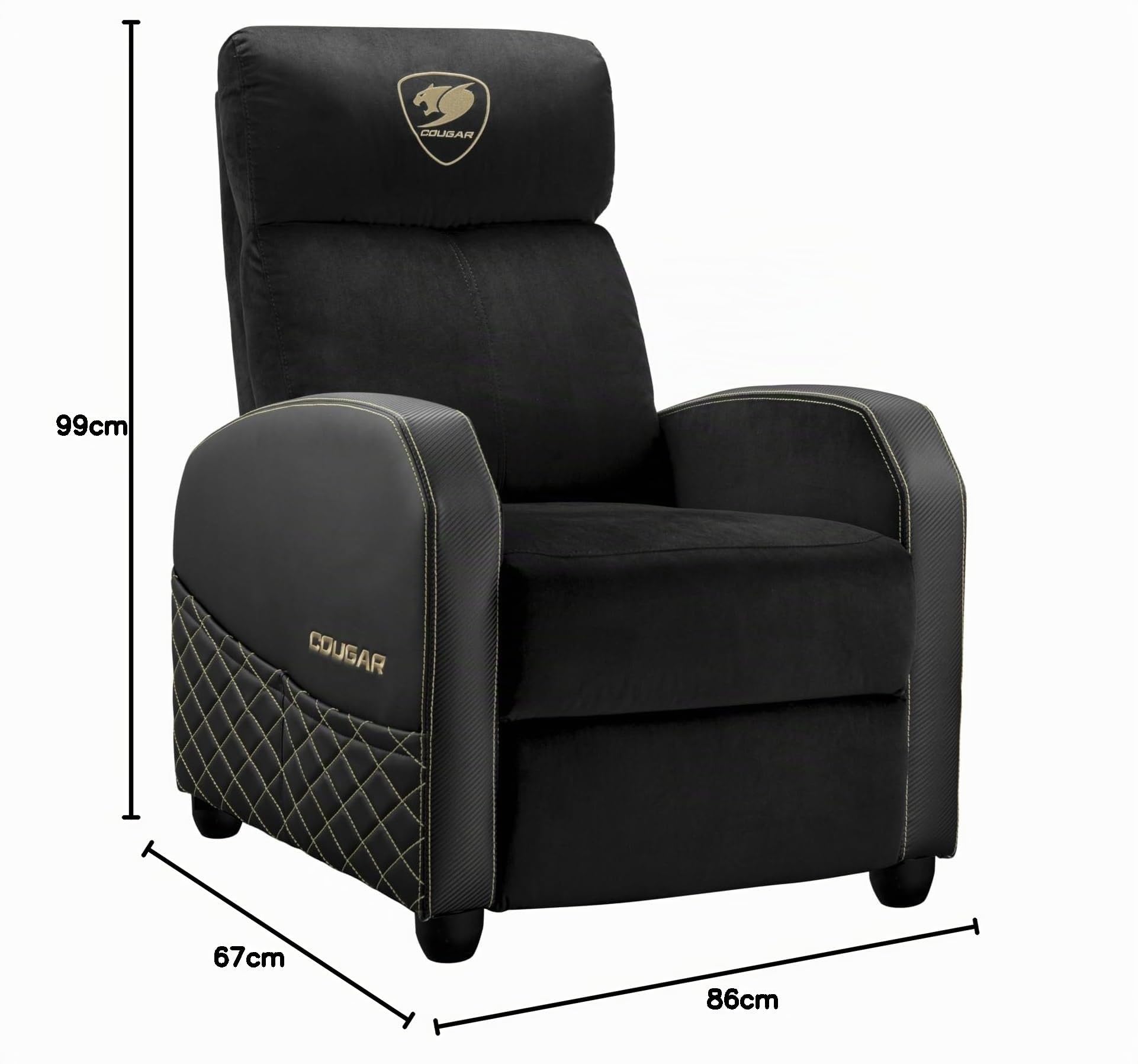 COUGAR Gaming | Fauteuil Gaming | Ranger Elite Royal - Hauteur de 100 cm - Largeur de 67 cm - Profondeur d'assise de 49 cm - Supporte jusqu'à 135 kg - Tissu Velours Respirant
