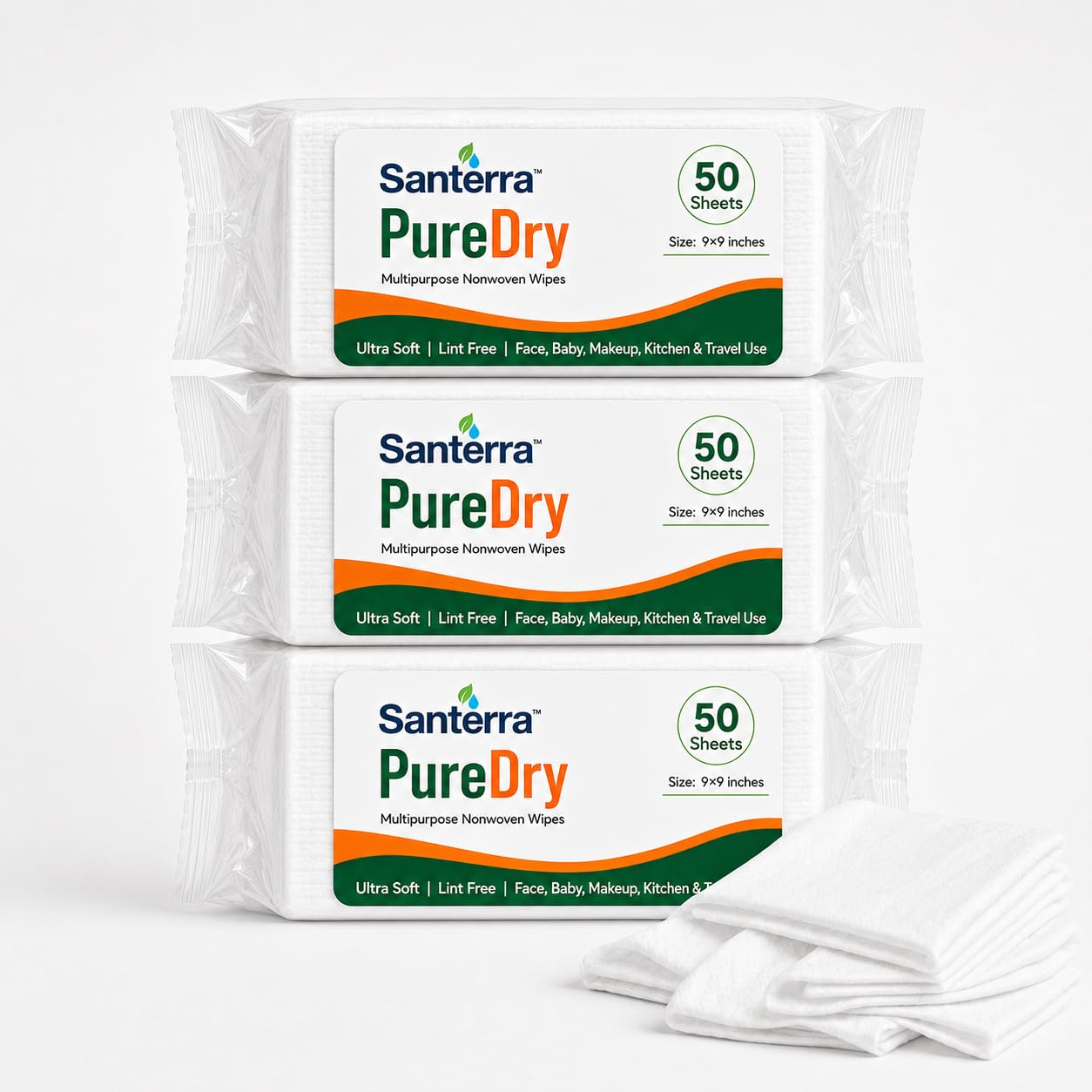 PureDry Multipurpose Dry Wipes | Ultra Soft & Lint Free | Makeup Remover, Baby Care, Kitchen & Travel Use | 50 GSM | 9 x 9 Inch | 1x50 Wipes (50 Wipes)-image-49