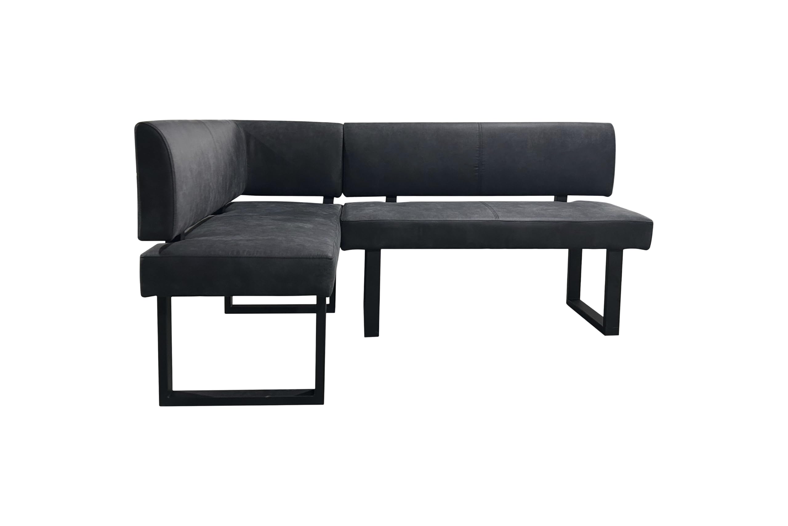 byLIVING Vancouver/Vintage - Banco esquinero (Microfibra, Estructura de Metal Recubierto de Polvo Negro, núcleo de muelles ensacados/Muslo Largo a la Derecha/Banco de cocina/banco/banco/125 x 181,5