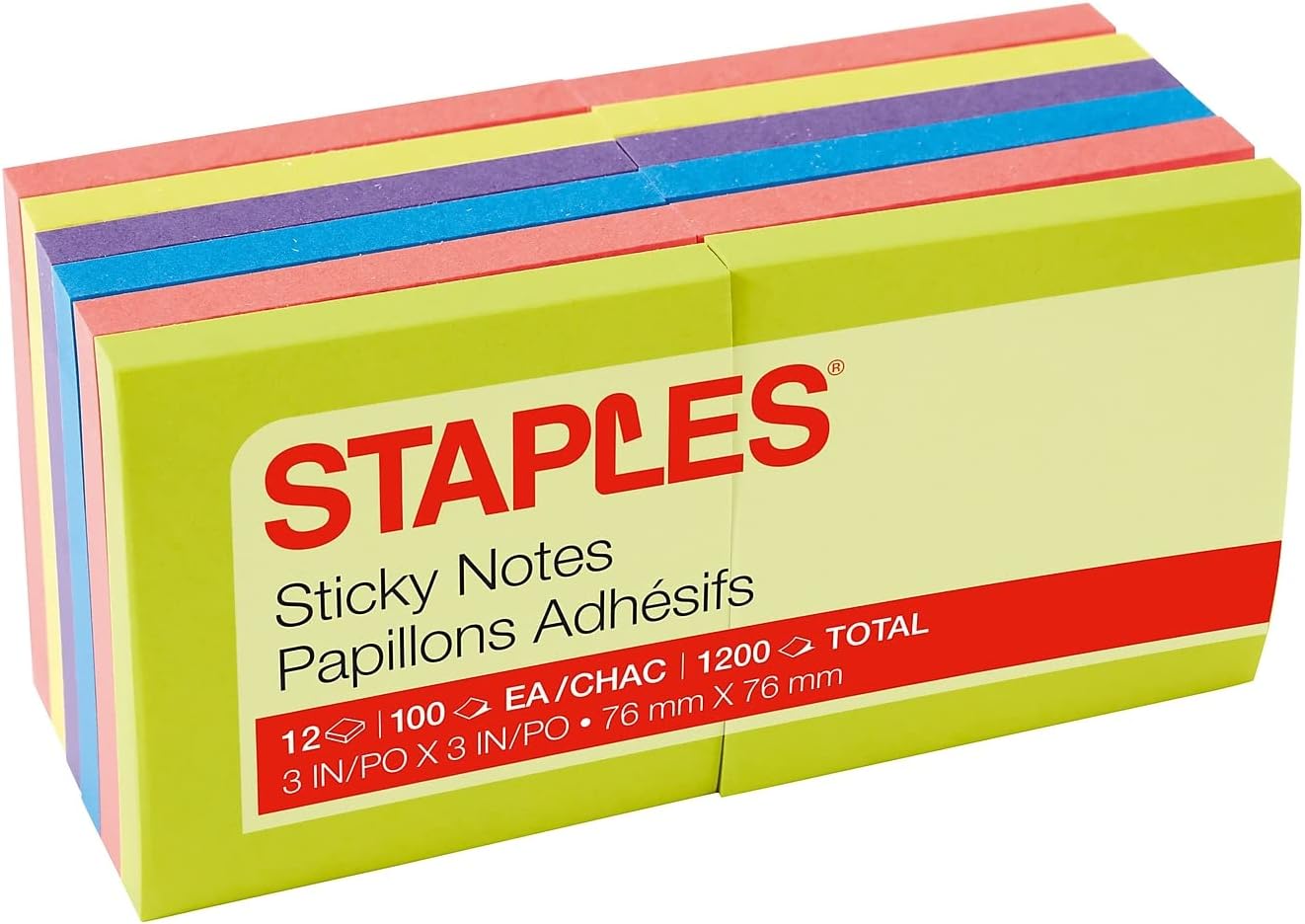 Staples 565447 Stickies Notes 3Inch X 3Inch Bright