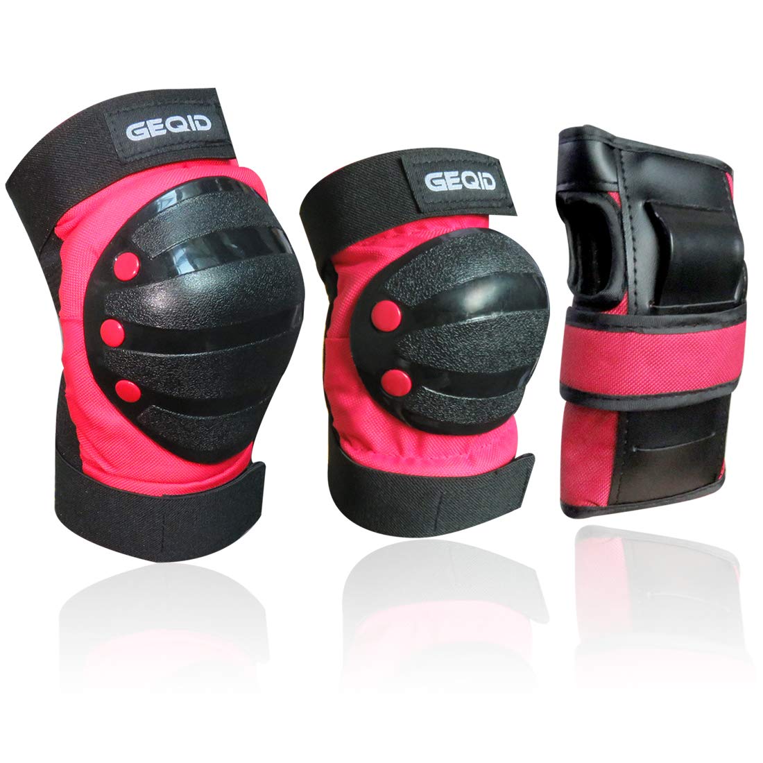 GEQID Kids Knee Pads Elbow Pads Wrist Guards Set ,Protective Gear for 4-6-12 Boys Girls Roller Skating Scooter Skateboarding Bike