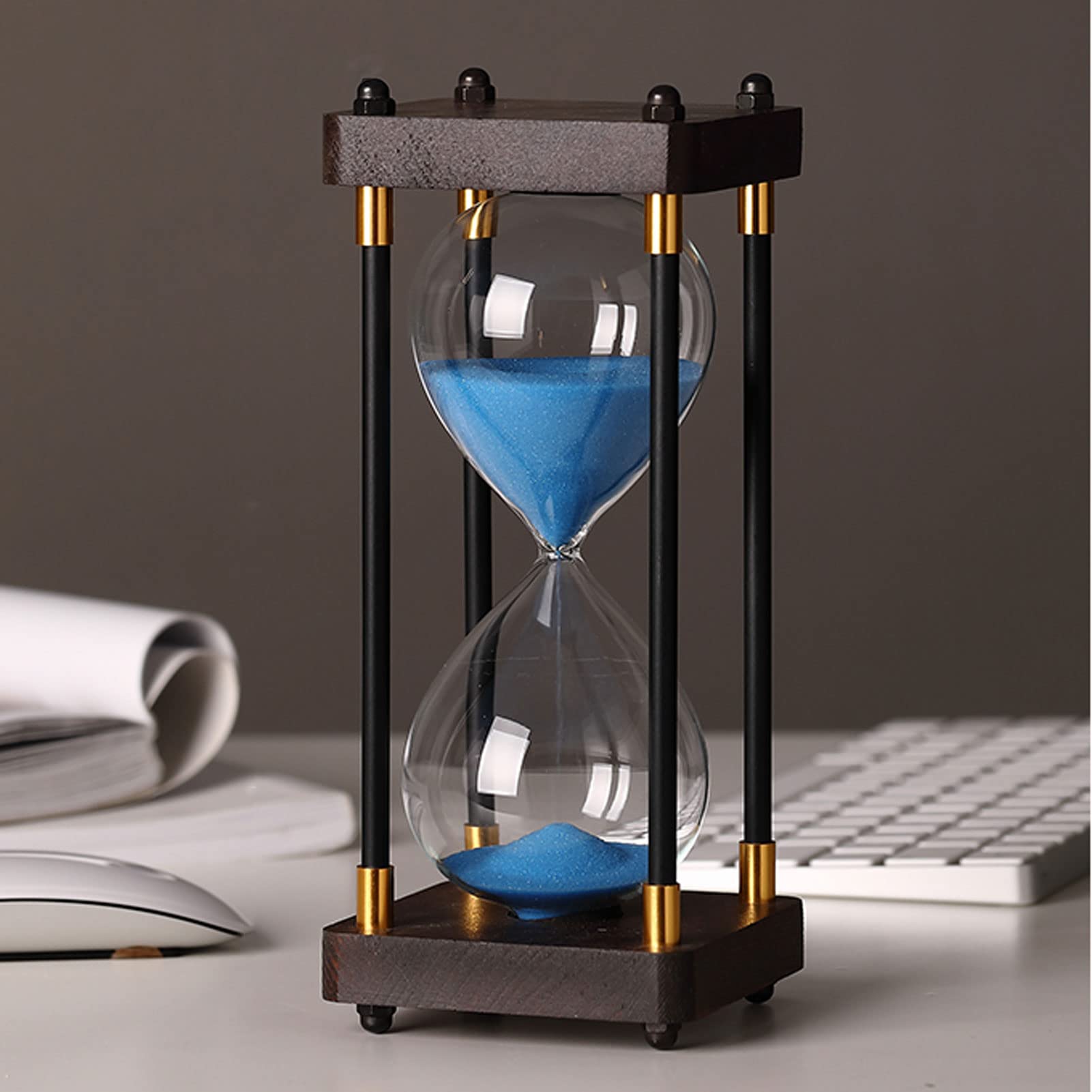 Sanduhr-Timer, Bunte Glas-Sanduhr, Holzrahmen, Sand, dekorative Sanduhr, Sanduhr-Timer for Kinder, Glas-Sanduhr, Sanduhr for Zuhause, Schreibtisch, Geschenke, Büro, Dekoration, kreative Geschenke (Co