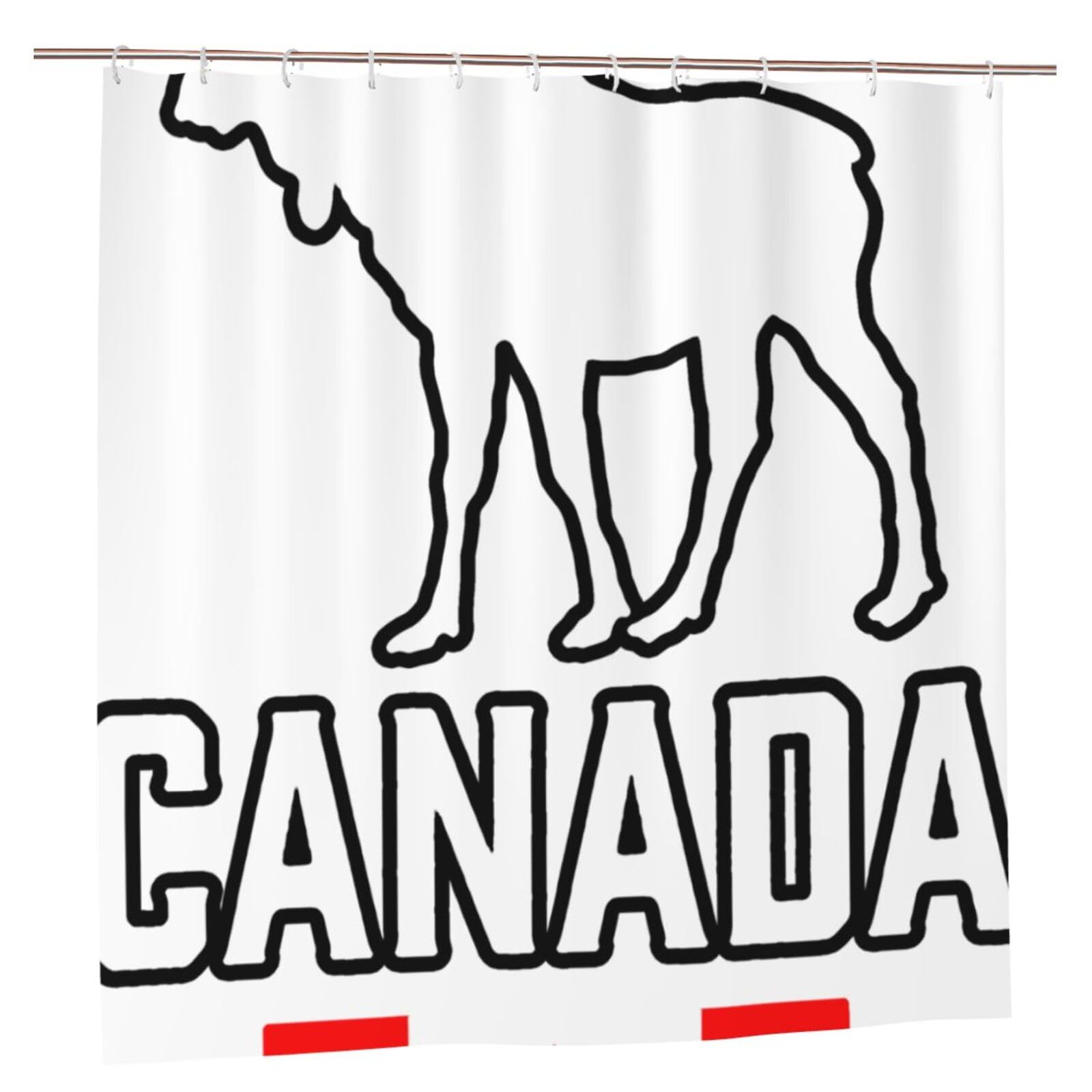 Oudrspo Canada Moose Flag Unique Designer Artwork Shower Curtain 72x72 Inch - Polyester Bathroom Decor with Metal Grommets